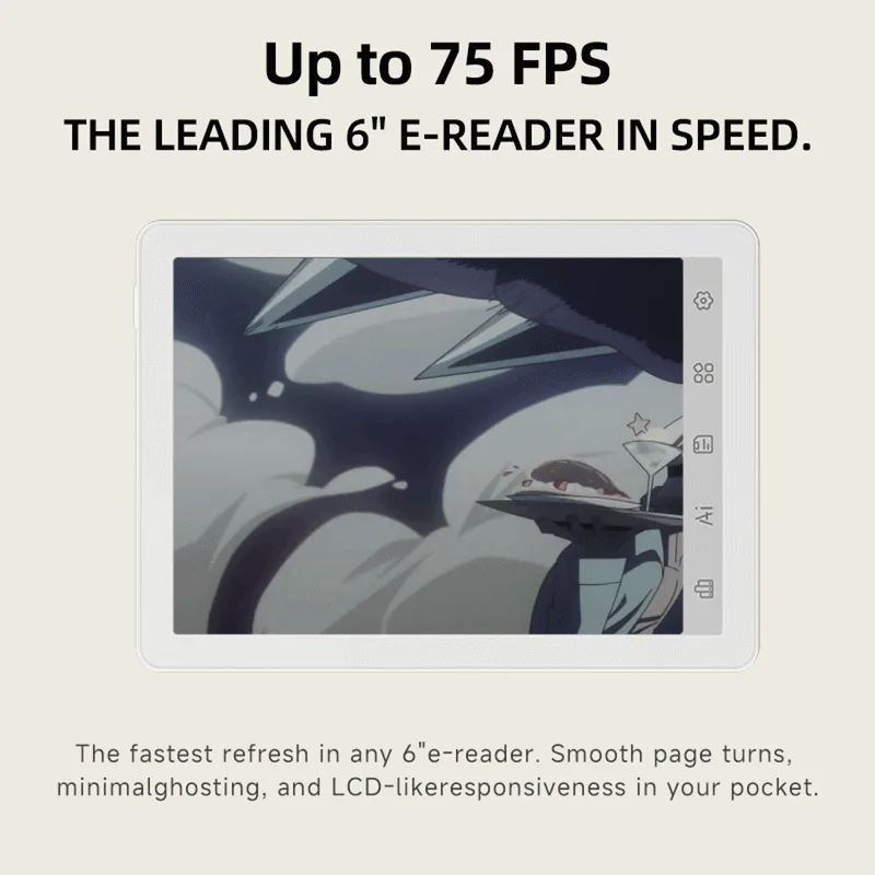 Infografis Bigme B6 Pro dengan refresh hingga 75 FPS