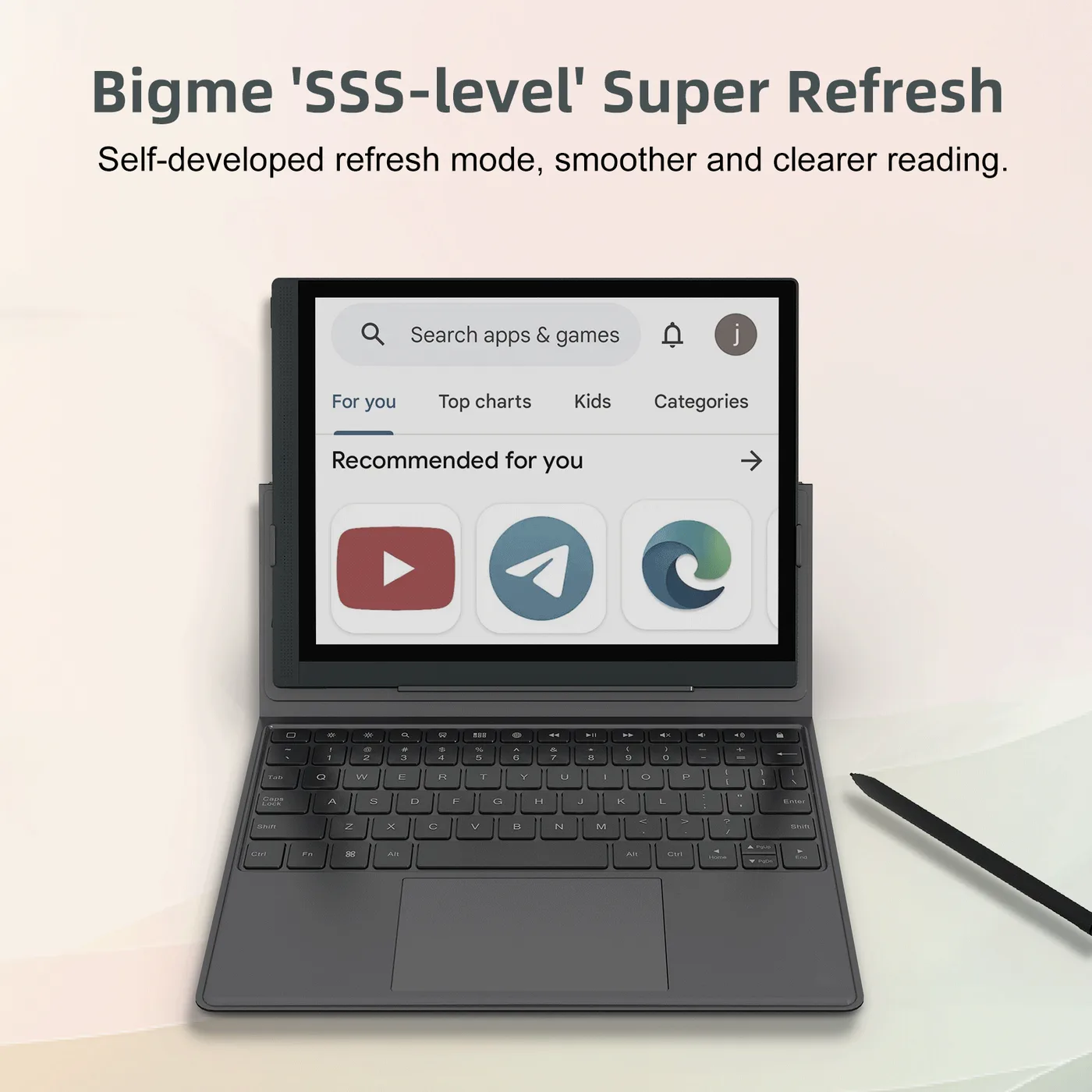 Infografis SSS-level super refresh di tablet seri Bigme B1051 dengan keyboard