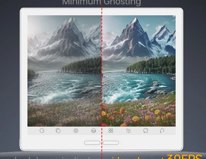 Perbandingan tampilan standar dan mode 30 fps di layar Bigme B751C S